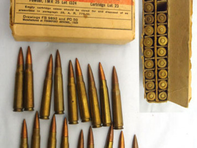 INERT DEACTIVATED. Rare 20 Round Packet (Containing 19 Rounds), British & Americ INERT DEACTIVATED. Rare 20 Round Packet (Containing 19 Rounds), British & Americ Antique & Militaria
