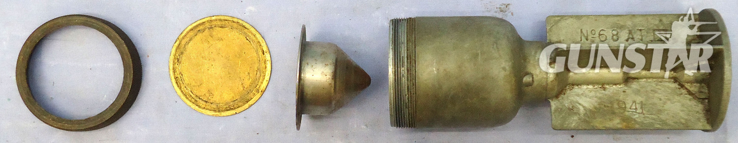 INERT DEACTIVATED. WW2, 1941 Dated, British No 68 AT Mk III (Anti Tank) HEAT (High Explosive Anti-Tank) Fin Stabilised Hollow Charged Rifle Grenade. Sn - 21303 INERT DEACTIVATED. WW2, 1941 Dated, British No 68 AT Mk III (Anti Tank) HEAT (High Explosive Anti-Tank) Fin Stabilised Hollow Charged Rifle Grenade. Sn - 21303  Other Ammunition - {CATEGORY}