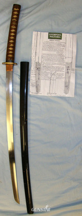 Pre WW2 December 1938 Dated Japanese Civilian Sword With Possible Gendaito Artisan Smith Signed Regulation Military Length Blade Possibly ‘TOMO KAZU SUKE’ / ‘SUKE MITSU’ With Scabbard & Expert Assessment Sword in 