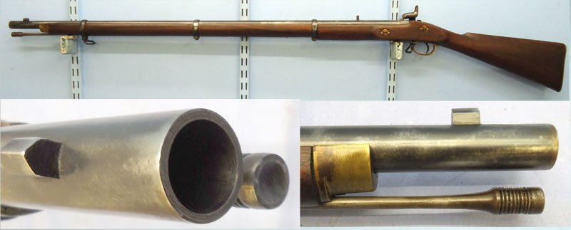 Royal Small Arms Factory (Enfield) British Pattern 1859 3 Band Musket (2nd model Indian .656” Musket). Sn - 21393:29 Single Shot .65 Cal Muzzleloader Rifle