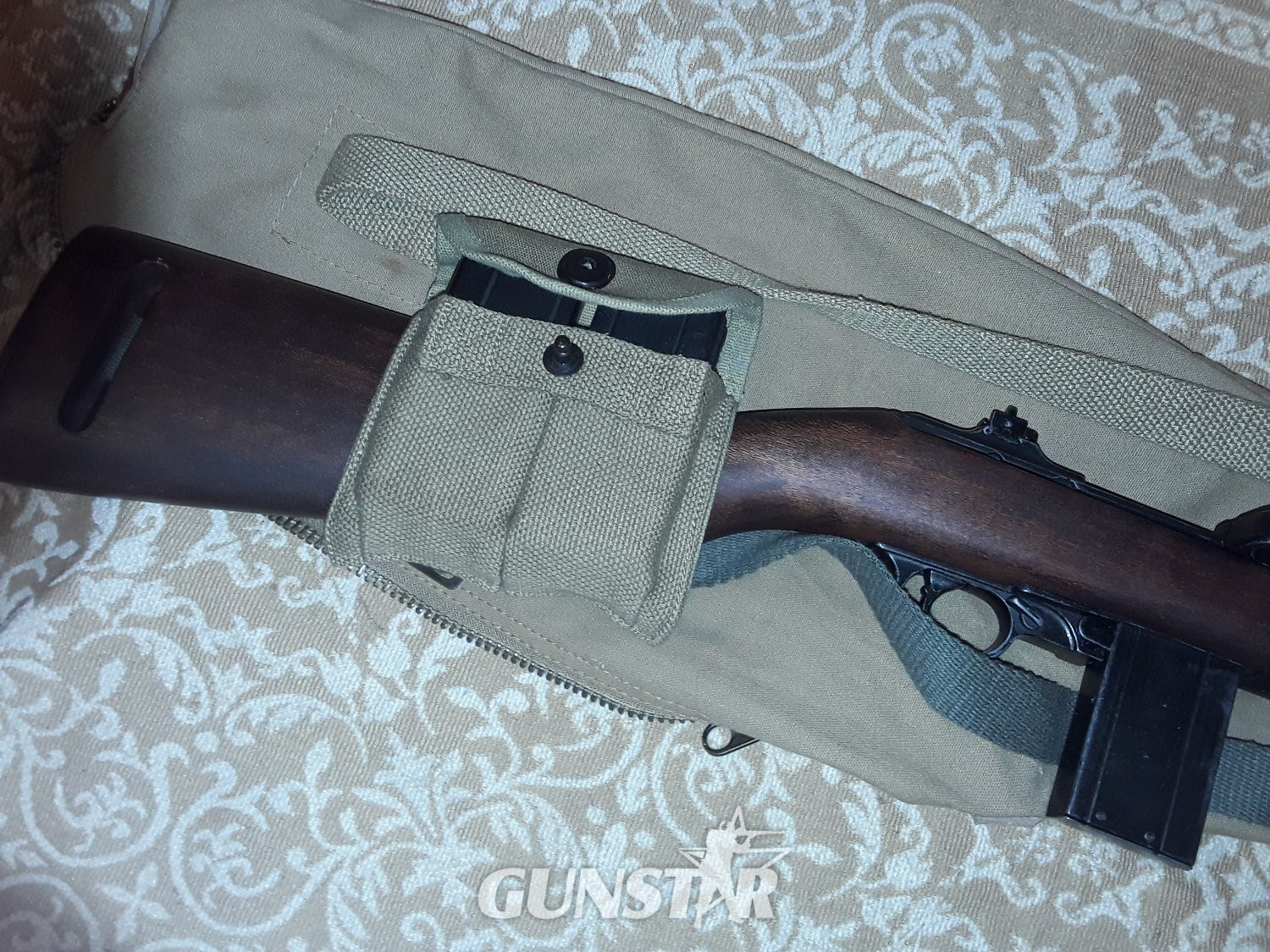 Denix M1 CARBINE COMPLETE WITH CANVAS VASILE CASE/SLING/ SPARE CLIP POUCH NICELY AGED - Non-firing