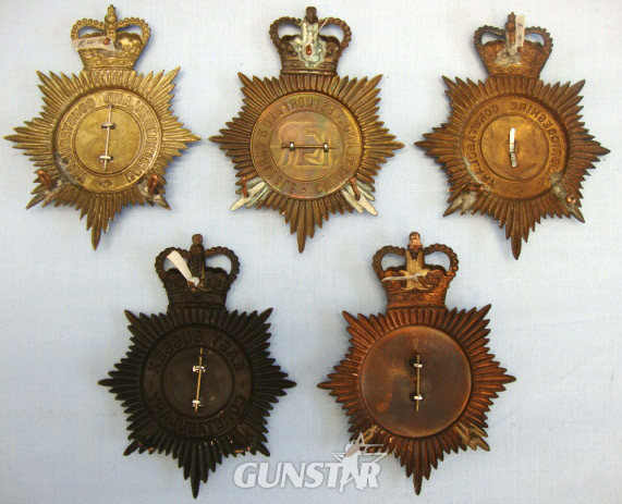 Various Various Queen's Crown Blackened Two Piece Helmet Plates. Other Accessory