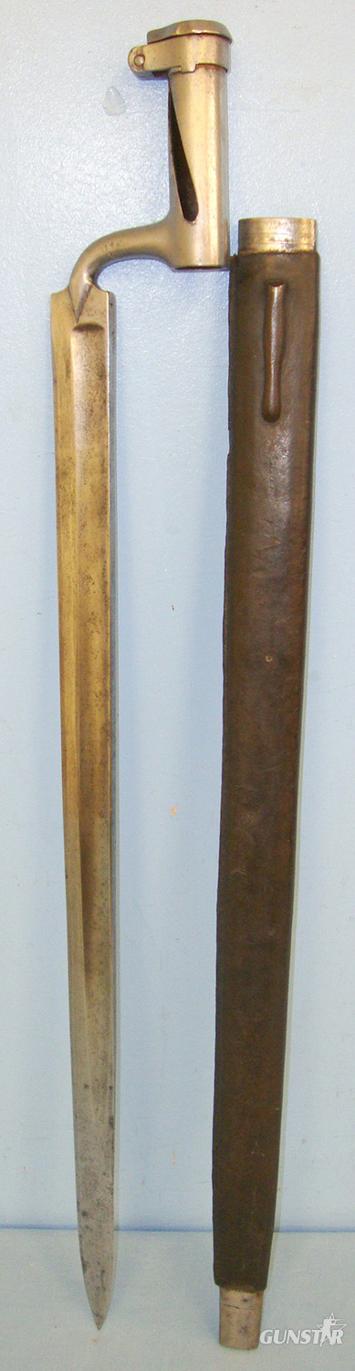 EXTREMELY RARE**Austrian Socket Sword Bayonet For The Rare Lorenz Jagerstutzen Model 1854/56 Sharpshooter’s Carbine With Scabbard. Sn 20733 Bayonet in 