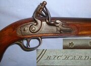 C1800 English Richards Flintlock 15 Bore Holster Pistol With Brass Fittings, Safety Bolt & Captive Iron Ram Rod. Sn 21393:20 flintlock pistol Various Muzzleloader