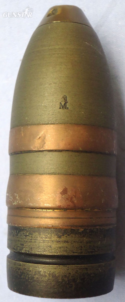 {CATEGORY} - DEACTIVATED INERT. Imperial German Naval, 1918 Dated, 37mm (37 x 94R) Pom Pom Nose Fused HE (High Explosive) Round By D.W.M. - O 1902 DEACTIVATED INERT. Imperial German Naval, 1918 Dated, 37mm (37 x 94R) Pom Pom Nose Fused HE (High Explosive) Round By D.W.M. - O 1902  Other Ammunition in 