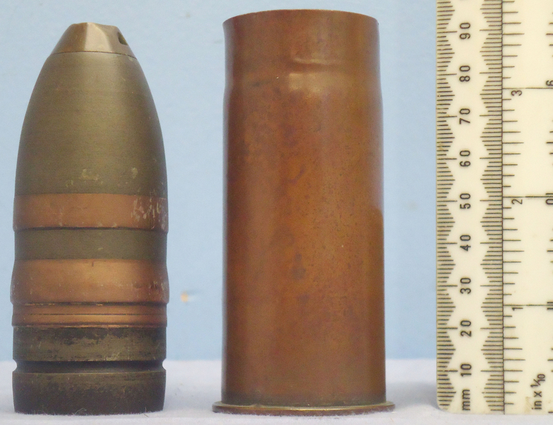 DEACTIVATED INERT. Imperial German Naval, 1918 Dated, 37mm (37 x 94R) Pom Pom Nose Fused HE (High Explosive) Round By D.W.M. - O 1902 DEACTIVATED INERT. Imperial German Naval, 1918 Dated, 37mm (37 x 94R) Pom Pom Nose Fused HE (High Explosive) Round By D.W.M. - O 1902  Other Ammunition - {CATEGORY} in 