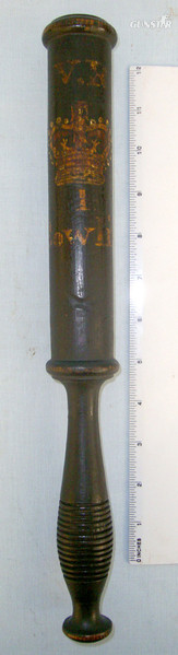 Victorian Scottish Bowling Police Constabulary (West Dunbartonshire) Ebonised Wood Tipstaff Truncheon With Hand Painted Decoration & V.R. Royal Cypher. Antique & Militaria in 