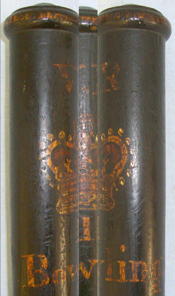 Victorian Scottish Bowling Police Constabulary (West Dunbartonshire) Ebonised Wood Tipstaff Truncheon With Hand Painted Decoration & V.R. Royal Cypher. Antique & Militaria