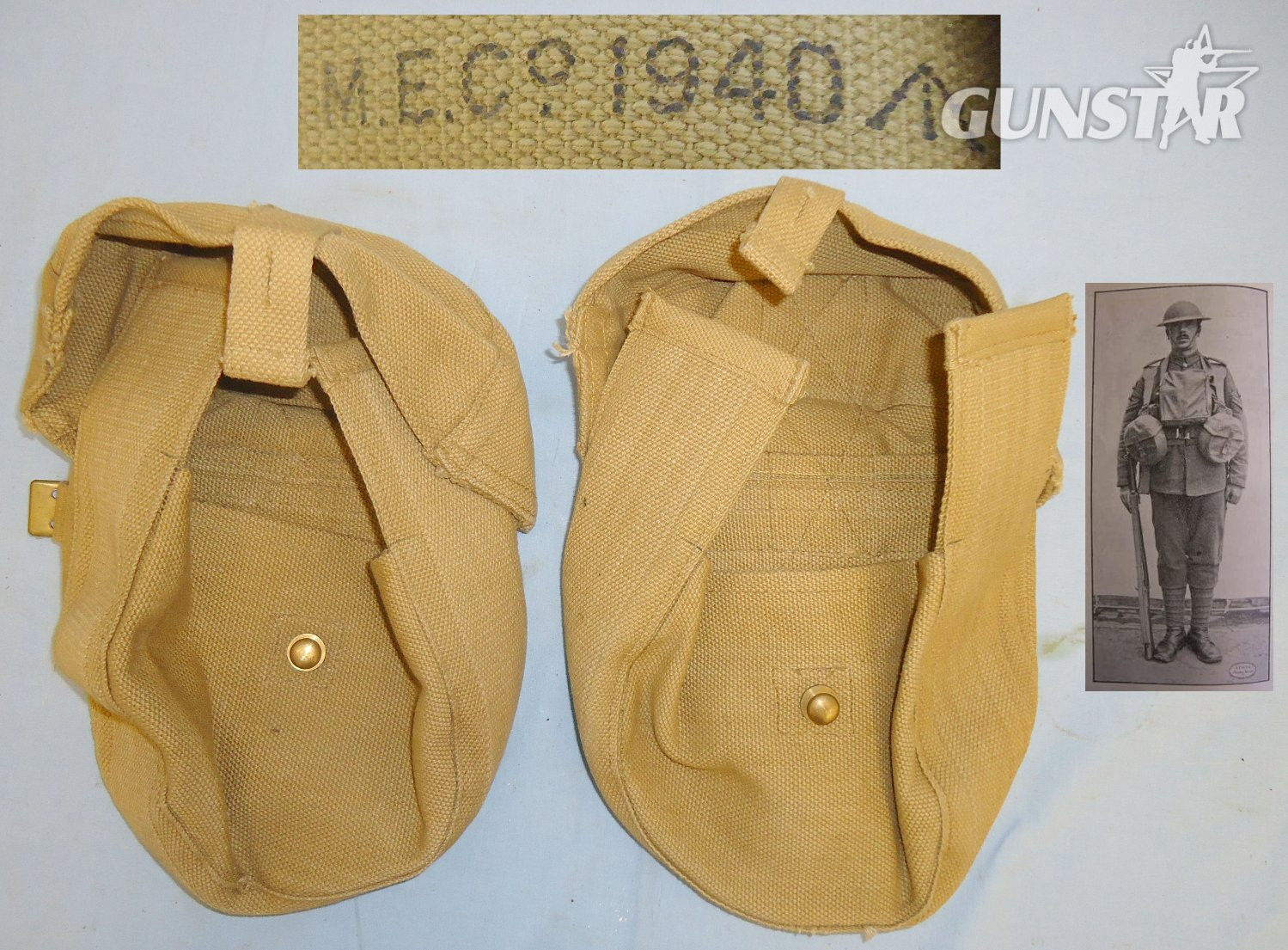 Original British WWII Dated M.E.Co Lewis Machine Gun Drum Pouch Carrier Set (Two) Pouches. MISC 831. Original British WWII Dated M.E.Co Lewis Machine Gun Drum Pouch Carrier Set (Two) Pouches. MISC 831.  Antique & Militaria in 