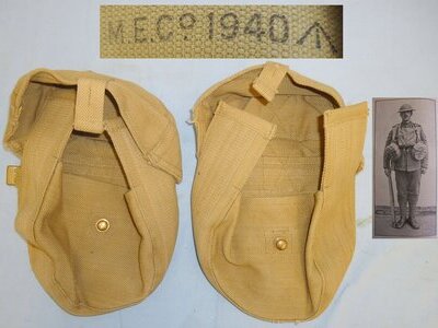 Original British WWII Dated M.E.Co Lewis Machine Gun Drum Pouch Carrier Set (Two) Pouches. MISC 831. Original British WWII Dated M.E.Co Lewis Machine Gun Drum Pouch Carrier Set (Two) Pouches. MISC 831.  Antique & Militaria