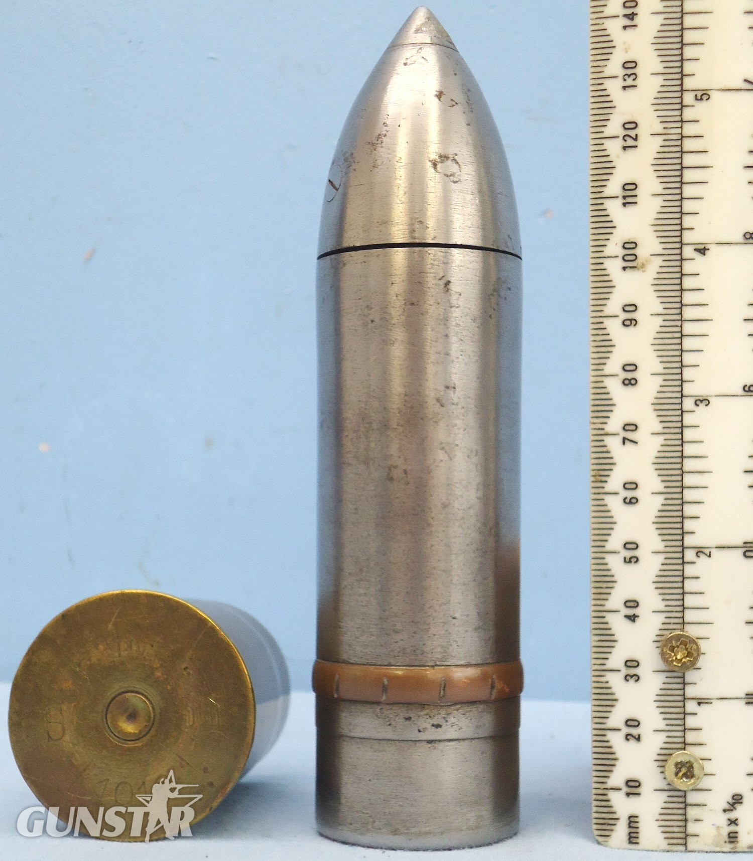 INERT DEACTIVATED. WW1 Austrian, 1916 Dated, George Roth 37MM Trench Gun (3.7 cm Infanteriegeschütz M.15) (37x57R) High Explosive Bouncing Round. Sn - 21686 INERT DEACTIVATED. WW1 Austrian, 1916 Dated, George Roth 37MM Trench Gun (3.7 cm Infanteriegeschütz M.15) (37x57R) High Explosive Bouncing Round. Sn - 21686  Other Ammunition