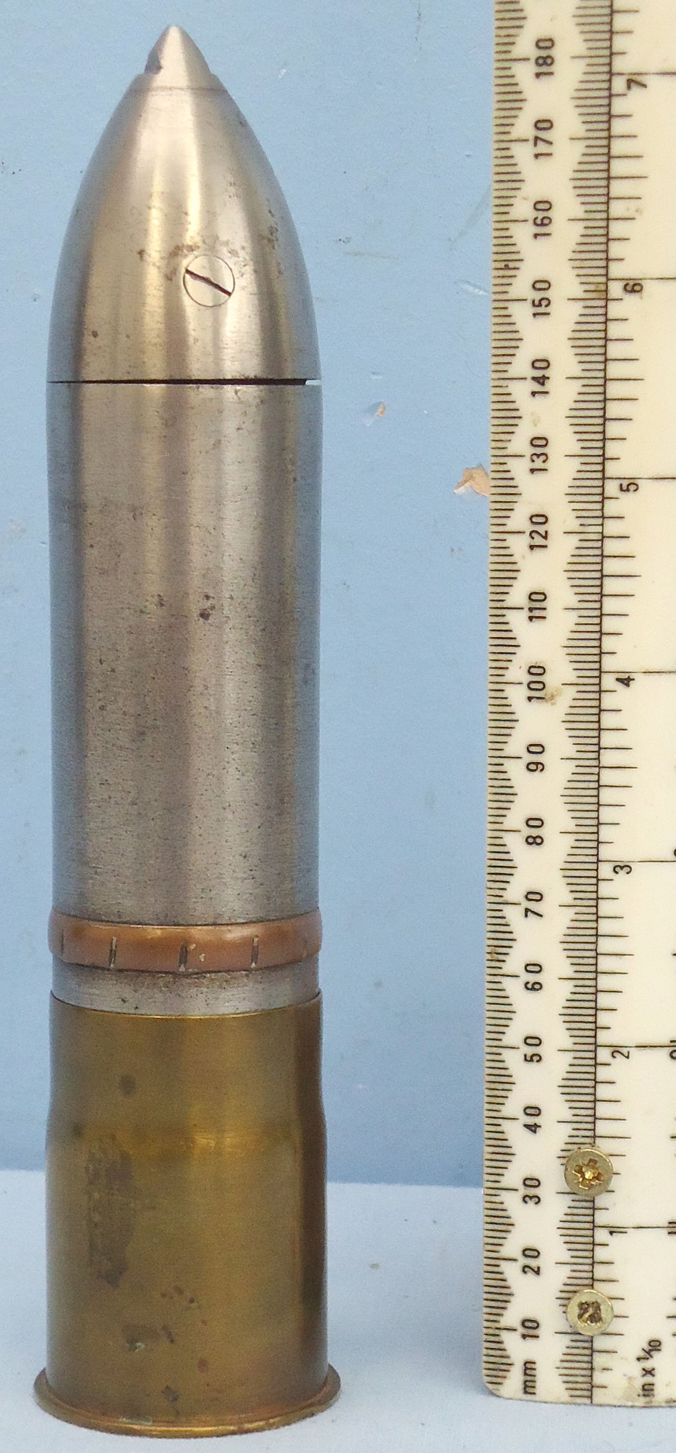 INERT DEACTIVATED. WW1 Austrian, 1916 Dated, George Roth 37MM Trench Gun (3.7 cm Infanteriegeschütz M.15) (37x57R) High Explosive Bouncing Round. Sn - 21686 INERT DEACTIVATED. WW1 Austrian, 1916 Dated, George Roth 37MM Trench Gun (3.7 cm Infanteriegeschütz M.15) (37x57R) High Explosive Bouncing Round. Sn - 21686  Other Ammunition - {CATEGORY} in 