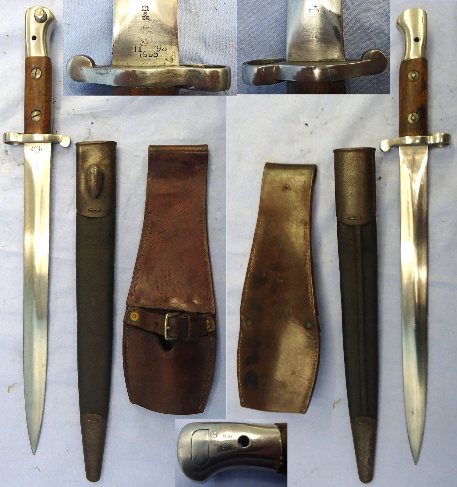 Scarce* British, 1903 Pattern SMLE Rifle Bayonet Converted From Pattern 1888 Sword Bayonet, Scabbard & Frog. Sn 23478:106 Bayonet