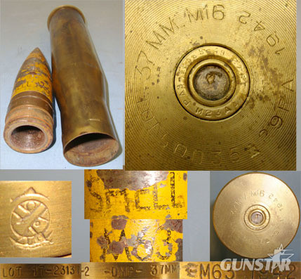  INERT DEACTIVATED, ALL MATCHING DATES, WW2 U.S. 1942 37mm Base Fused M16 Tank / INERT DEACTIVATED, ALL MATCHING DATES, WW2 U.S. 1942 37mm Base Fused M16 Tank /  Antique & Militaria