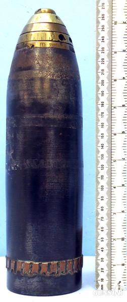 INERT DEACTIVATED. Boer War Era, Fired, 1901 Dated, Supplied To The British By Germany, Erhardt 15 Pounder, 76.2 x 169R Quick Firing shrapnel shell. - O 1641 INERT DEACTIVATED. This is a rare original 1901 Dated shrapnel shell fired by a Erhardt 15Pr Quick Firing gun. The gun was introduced to the British Army in June 1901, being bought from Germany during the Boer War to replace the inferior British 15 pounde  Other Ammunition in 
