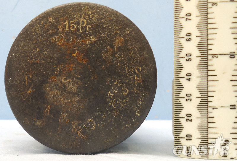 INERT DEACTIVATED. Boer War Era, Fired, 1901 Dated, Supplied To The British By Germany, Erhardt 15 Pounder, 76.2 x 169R Quick Firing shrapnel shell. - O 1641 INERT DEACTIVATED. This is a rare original 1901 Dated shrapnel shell fired by a Erhardt 15Pr Quick Firing gun. The gun was introduced to the British Army in June 1901, being bought from Germany during the Boer War to replace the inferior British 15 pounde  Other Ammunition