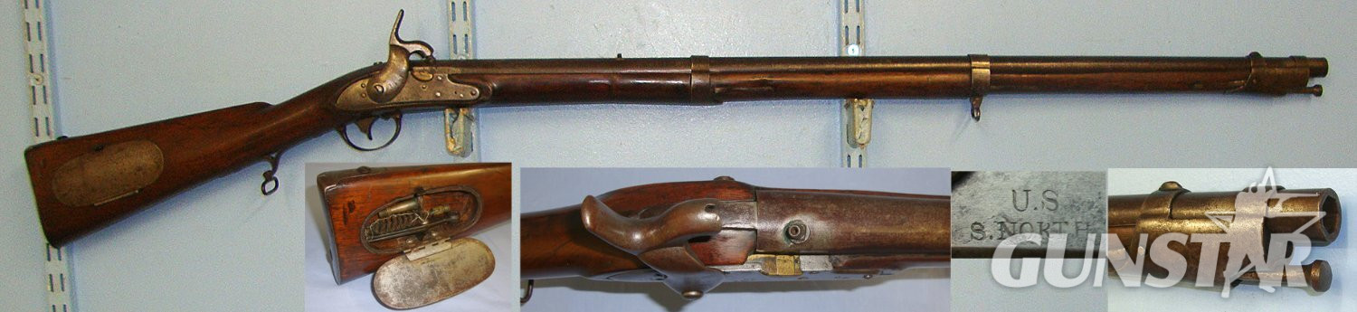 RARE**US Army 1826 Dated Indian Wars Era Simeon North Middleton, Connecticut Model 1817 .54 Calibre Black Powder Muzzle Loading Percussion Period Converted From Flintlock 'Common Rifle'  With Patch Box Containing Tools & Iron Ram Rod. Sn 23132 Muzzleloader .54 Cal Muzzleloader Rifle in 