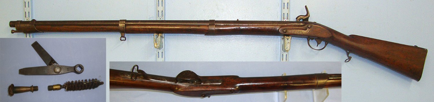  RARE**US Army 1826 Dated Indian Wars Era Simeon North Middleton, Connecticut Model 1817 .54 Calibre Black Powder Muzzle Loading Percussion Period Converted From Flintlock 'Common Rifle'  With Patch Box Containing Tools & Iron Ram Rod. Sn 23132 Muzzleloader .54 Cal Muzzleloader Rifle