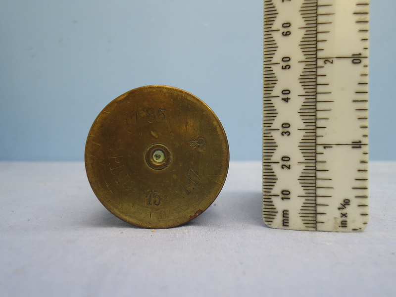 DEACTIVATED INERT. French WW, 1917 Dated French 37mm (37 x 94R) Pom Pom Nose Fused HE (High Explosive) Mine, (Bouncing Shell) Round. - O 1900 DEACTIVATED INERT. French WW, 1917 Dated French 37mm (37 x 94R) Pom Pom Nose Fused HE (High Explosive) Mine, (Bouncing Shell) Round. - O 1900  Other Ammunition 