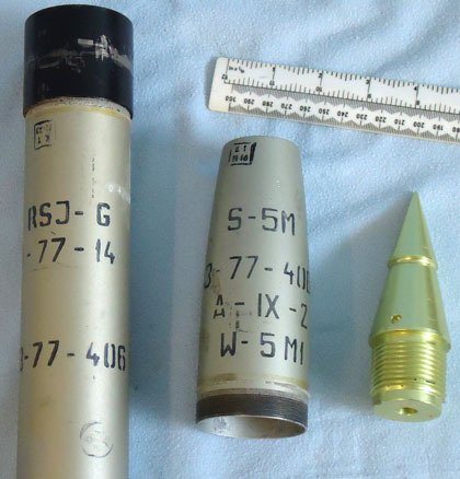  Unfired Russian 55MM S-5M HE-FRAG Air To Ground Fin Stabilised Rocket INERT Near Mint Unfired Russian 55MM S-5M HE-FRAG (High Explosive- Fragmentation Antique & Militaria