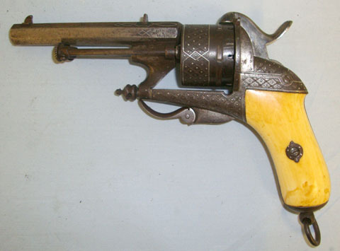 Lepage (Liège) Chamelot & Delvigne 9mm Pin Fire Obsolete Calibre 6 Shot Double Action Revolver  9mm Revolver