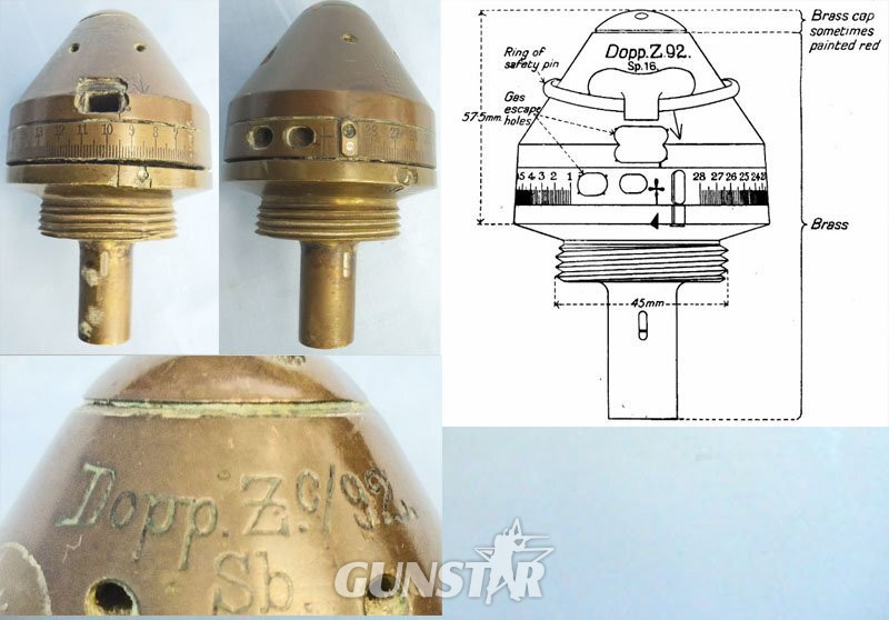 INERT DEACTIVATED. German WW1, Dopp Zc/92 Time & Percussion Nose Fuze. - O 2209 INERT DEACTIVATED. German WW1, Dopp Zc/92 Time & Percussion Nose Fuze. - O 2209  Other Ammunition in 