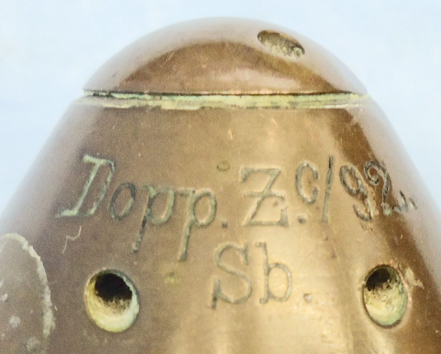  INERT DEACTIVATED. German WW1, Dopp Zc/92 Time & Percussion Nose Fuze. - O 2209 INERT DEACTIVATED. German WW1, Dopp Zc/92 Time & Percussion Nose Fuze. - O 2209  Other Ammunition