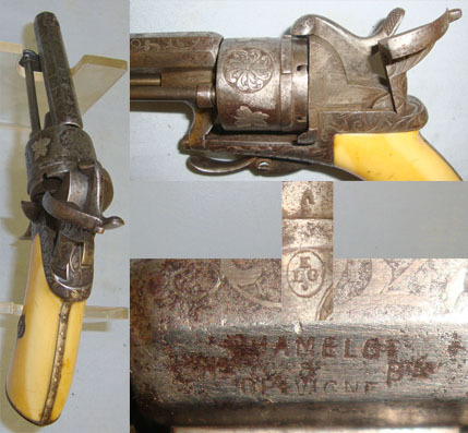  Lepage (Liège) Chamelot & Delvigne 7mm Pin Fire Obsolete Calibre 6 Shot Double Action Revolver  7mm Revolver