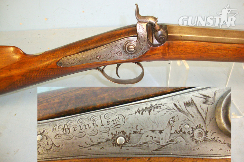 Mid 1800\'s English Brinsley Nantwich (Cheshire) & Whitchurch (Shropshire) Patent 15 Bore Single Barrel Muzzle Loading Percussion Sporting Shotgun Muzzleloader None