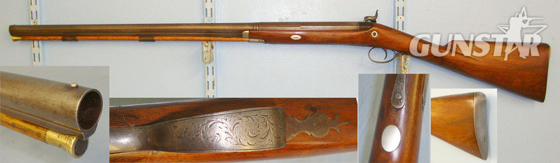  Mid 1800\'s English Brinsley Nantwich (Cheshire) & Whitchurch (Shropshire) Patent 15 Bore Single Barrel Muzzle Loading Percussion Sporting Shotgun Muzzleloader None