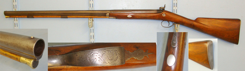  Mid 1800\'s English Brinsley Nantwich (Cheshire) & Whitchurch (Shropshire) Patent 15 Bore Single Barrel Muzzle Loading Percussion Sporting Shotgun Muzzleloader None