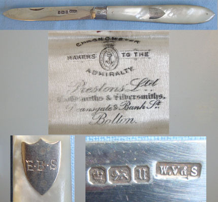  Sheffield Silver Sterling Silver Hallmarked Blade Folding Fruit Knife By W V & S Other Blade