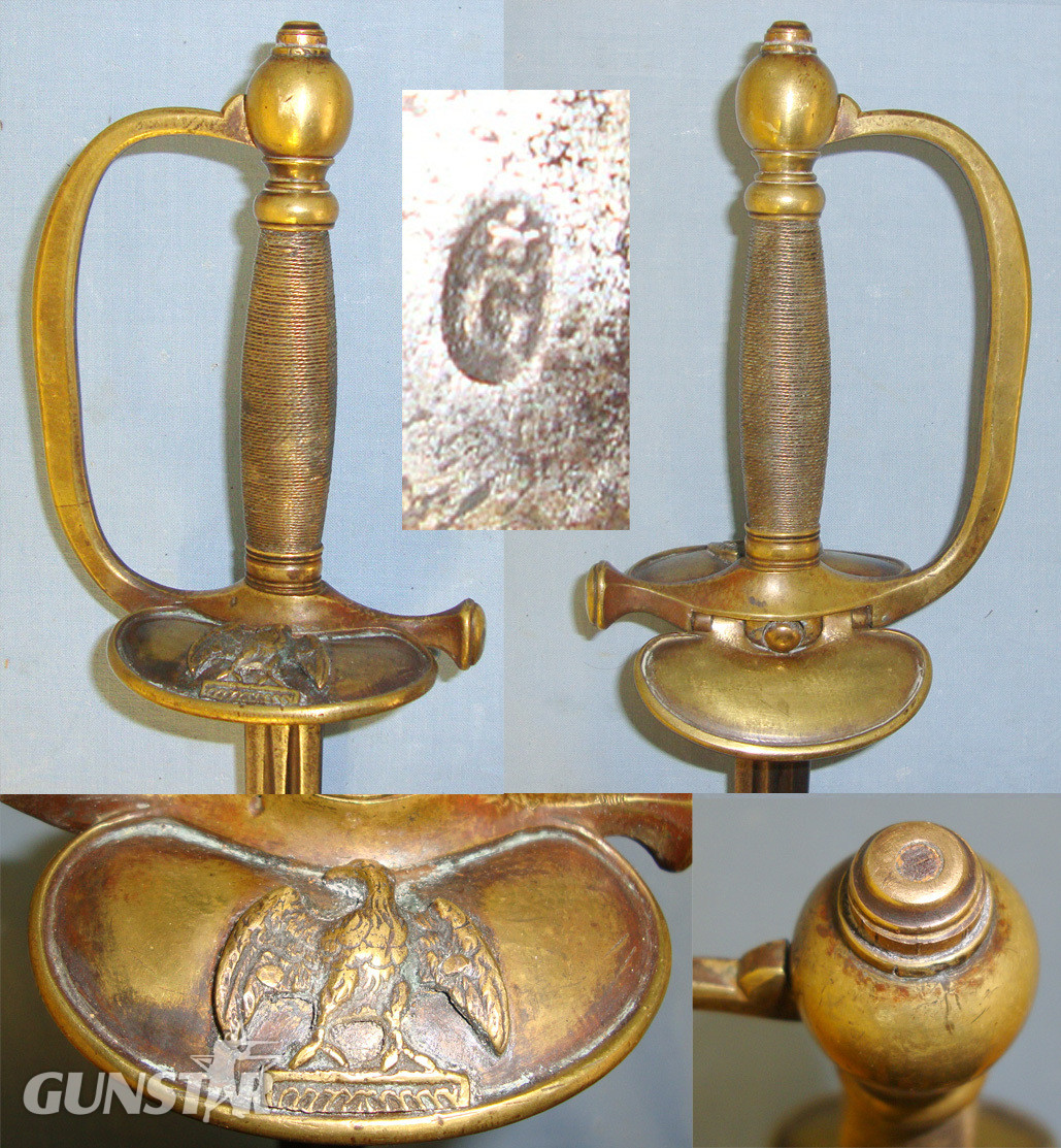 American Civil War Era French Import U.S. Army Model 1840 NCO’s Type Sword With ‘Eagle’ Device Clamshell Guard, Brass Hilt & Brass Mounted Leather Scabbard. ED 2166 Sword