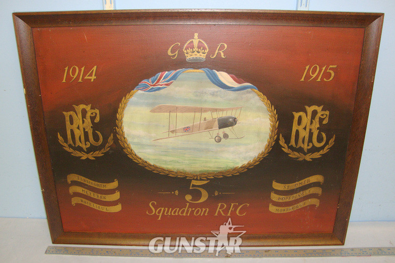 Hand Oil Painted Commemorative Painting 5th Squadron RFC By London Artist / Graphic Designer Geoff Wiggins C1970’s WW1 Themed British Royal Flying Corps (RFC) Other Accessory in 