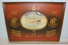 Hand Oil Painted Commemorative Painting 5th Squadron RFC By London Artist / Graphic Designer Geoff Wiggins C1970’s WW1 Themed British Royal Flying Corps (RFC) Other Accessory