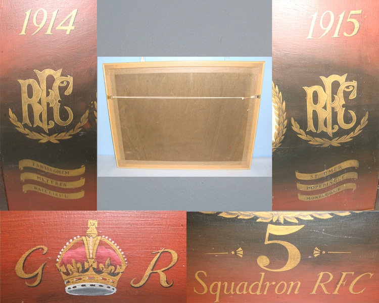  Hand Oil Painted Commemorative Painting 5th Squadron RFC By London Artist / Graphic Designer Geoff Wiggins C1970’s WW1 Themed British Royal Flying Corps (RFC) Other Accessory