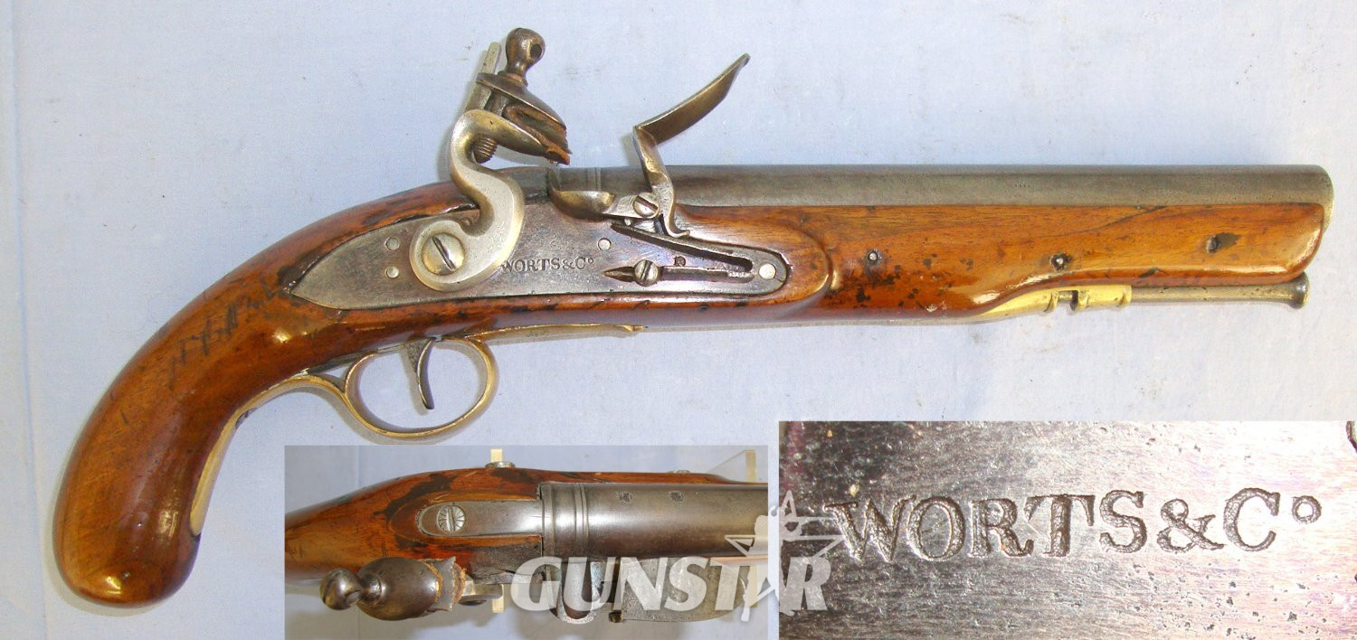 Early 1800’s English Form Worts & Co 15 Bore Flintlock Holster Pistol. Sn 21036. Early 1800’s English Form Worts & Co 15 Bore Flintlock Holster Pistol. Sn 21036. Obsolete Muzzleloader in 