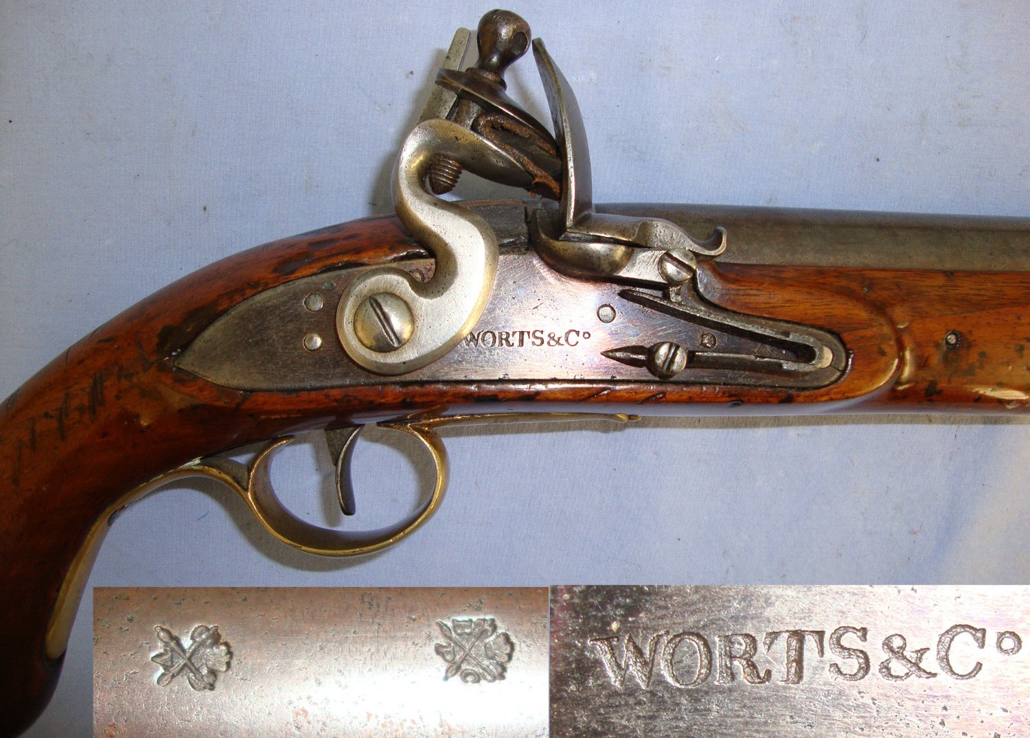 Early 1800’s English Form Worts & Co 15 Bore Flintlock Holster Pistol. Sn 21036. Early 1800’s English Form Worts & Co 15 Bore Flintlock Holster Pistol. Sn 21036. Obsolete Muzzleloader