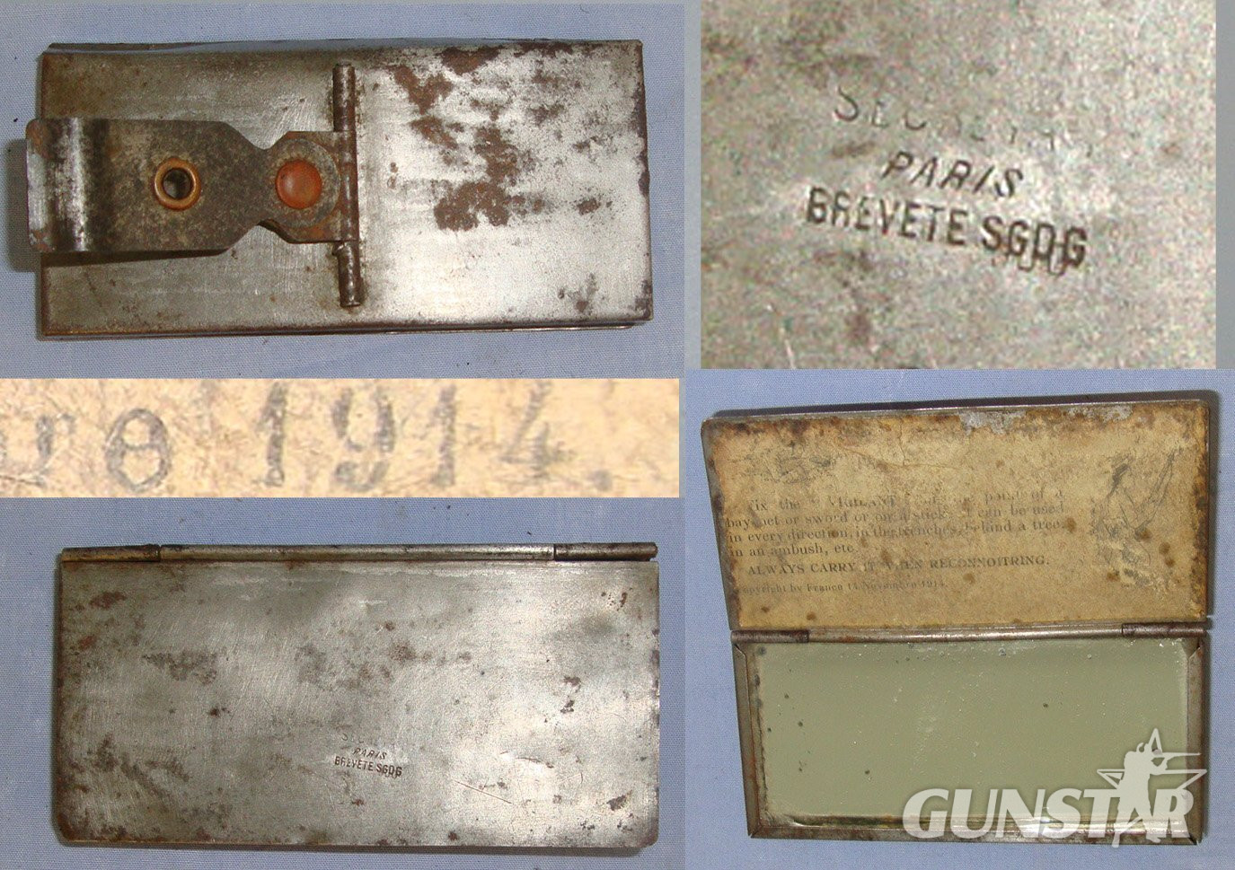  RARE**WW1 1914 French Patent Paris Made Trench Warfare Mirror Observation Attachment For British Pattern 1907 SMLE Rifle Bayonets. Sn 21954  Sight & Optic