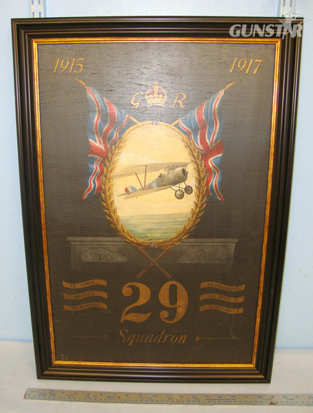 WW1 Themed British Royal Flying Corps (RFC) / Royal Naval Air Service (RNAS) Hand Oil Painted Commemorative Painting 29th Squadron RFC By London Artist / Graphic Designer Geoff Wiggins C1970’s Other Accessory in 