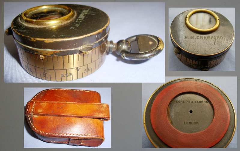 Original Boer War & WWI British Officers Named Marching Compass and Leather Pouch by Maker ‘Negratti & Zambra-London’.  Sn:20042. Original Boer War & WWI British Officers Named Marching Compass and Leather Pouch by Maker ‘Negratti & Zambra-London’.  Sn:20042. Antique & Militaria