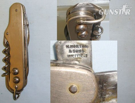  WWI Era British Cavalry Officer’s Private Purchase Steel & German Silver Construction Horseman’s Multi Bladed Folding Clasp Knife by William Morton & Sons, Sheffield with Removable Reign Bolts. Sn 18091. Other Blade