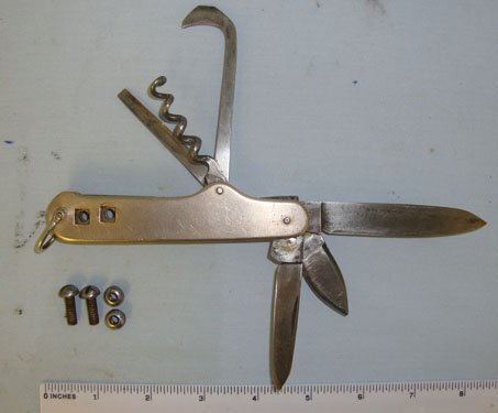 WWI Era British Cavalry Officer’s Private Purchase Steel & German Silver Construction Horseman’s Multi Bladed Folding Clasp Knife by William Morton & Sons, Sheffield with Removable Reign Bolts. Sn 18091. Other Blade