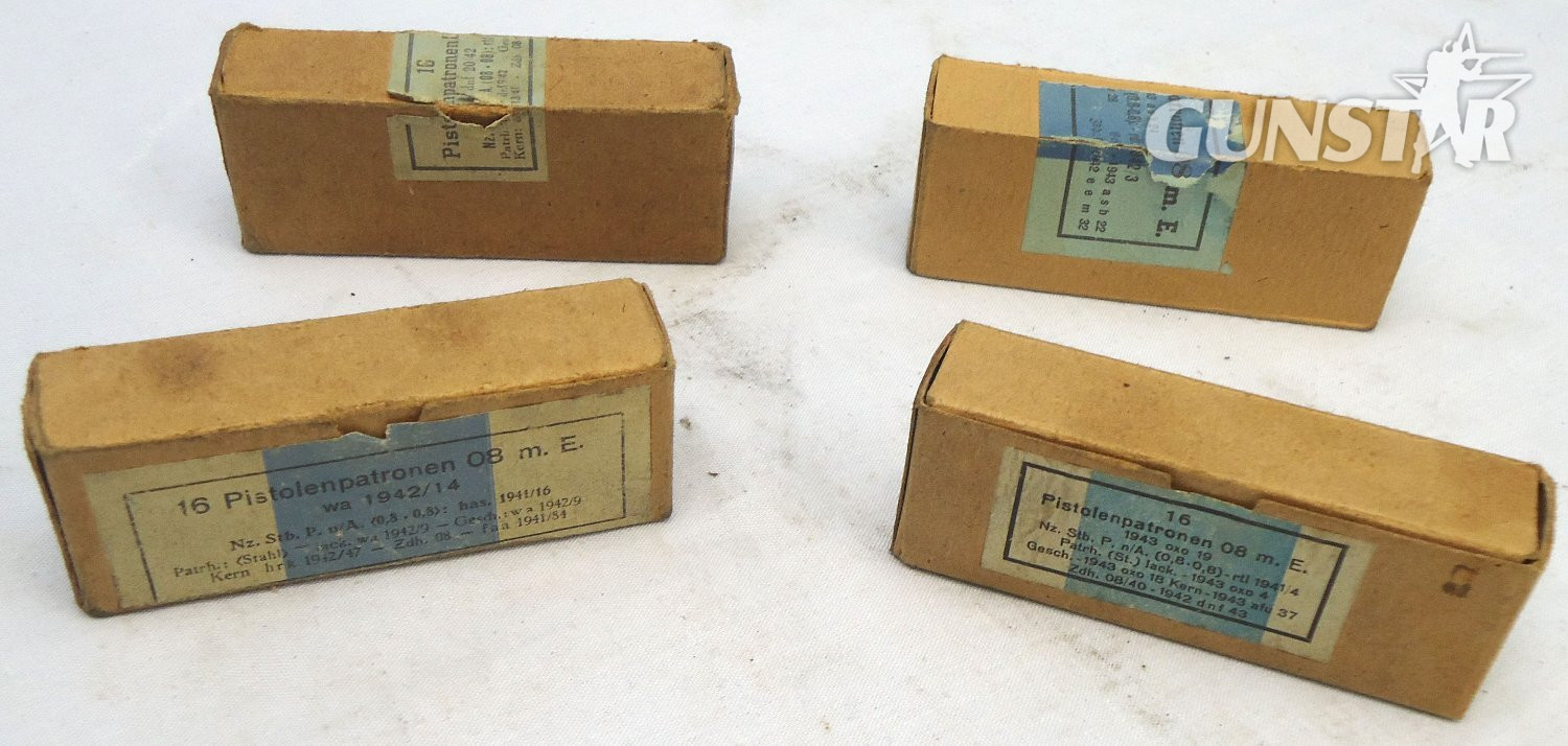 {CATEGORY} - DEACTIVATED INERT Unfired WW2 (1942 & 43 Dated) Original German 16 Round Service Pack Of 9mm (9X19) Parabellum ammunition. Sn - 22787:7 DEACTIVATED INERT Unfired WW2 (1942 & 43 Dated) Original German 16 Round Service Pack Of 9mm (9X19) Parabellum ammunition. Sn - 22787:7  Other Ammunition