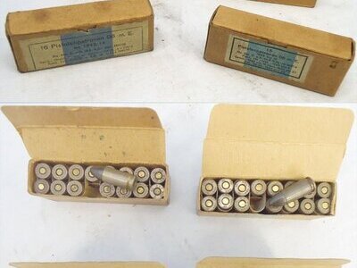 DEACTIVATED INERT Unfired WW2 (1942 & 43 Dated) Original German 16 Round Service Pack Of 9mm (9X19) Parabellum ammunition. Sn - 22787:7 DEACTIVATED INERT Unfired WW2 (1942 & 43 Dated) Original German 16 Round Service Pack Of 9mm (9X19) Parabellum ammunition. Sn - 22787:7  Other Ammunition