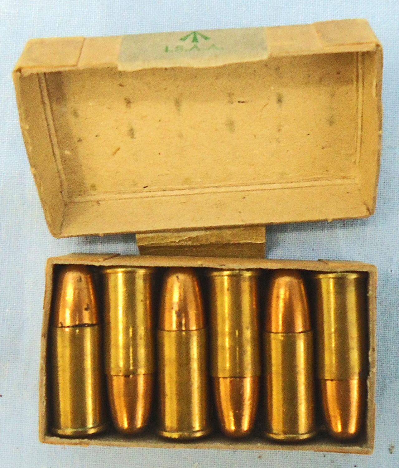 iINERT DEACTIVATED. British 1961 dated .380 Webley Revolver 12 round service pack. - O 1949   Other Ammunition - {CATEGORY}