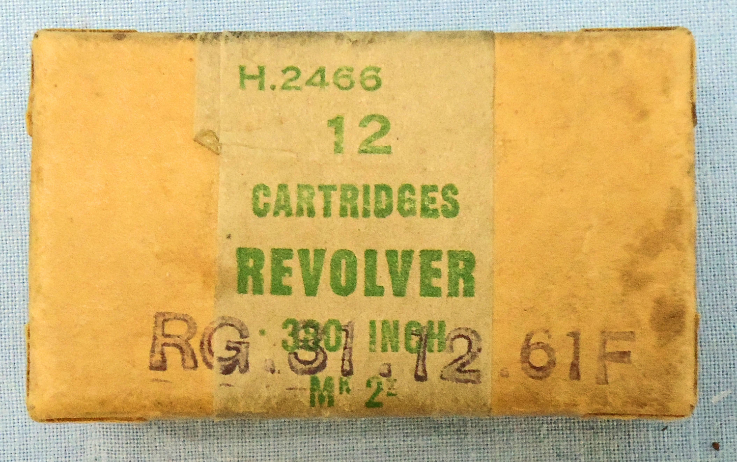 iINERT DEACTIVATED. British 1961 dated .380 Webley Revolver 12 round service pack. - O 1949   Other Ammunition 