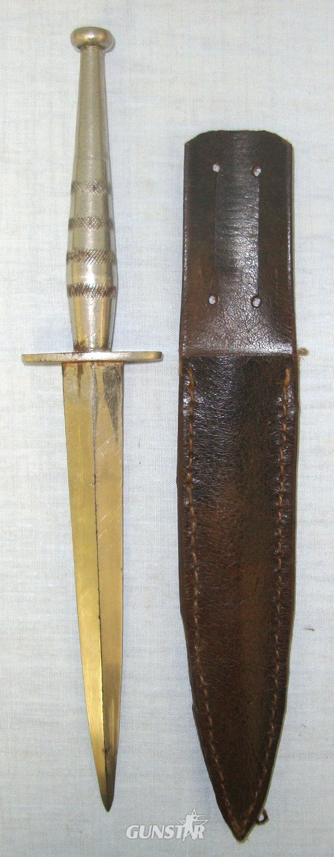 RARE**WW2 Era Nickel Plated All Steel Hilt Variant Fairbairn Sykes FS Commando Fighting Knife & Scabbard. Sn 21845 Knive in 