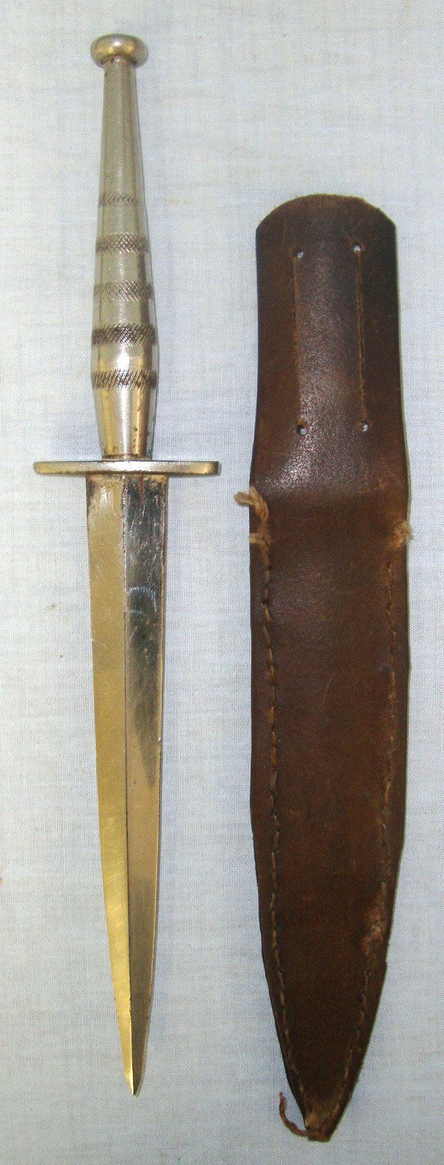  RARE**WW2 Era Nickel Plated All Steel Hilt Variant Fairbairn Sykes FS Commando Fighting Knife & Scabbard. Sn 21845 Knive