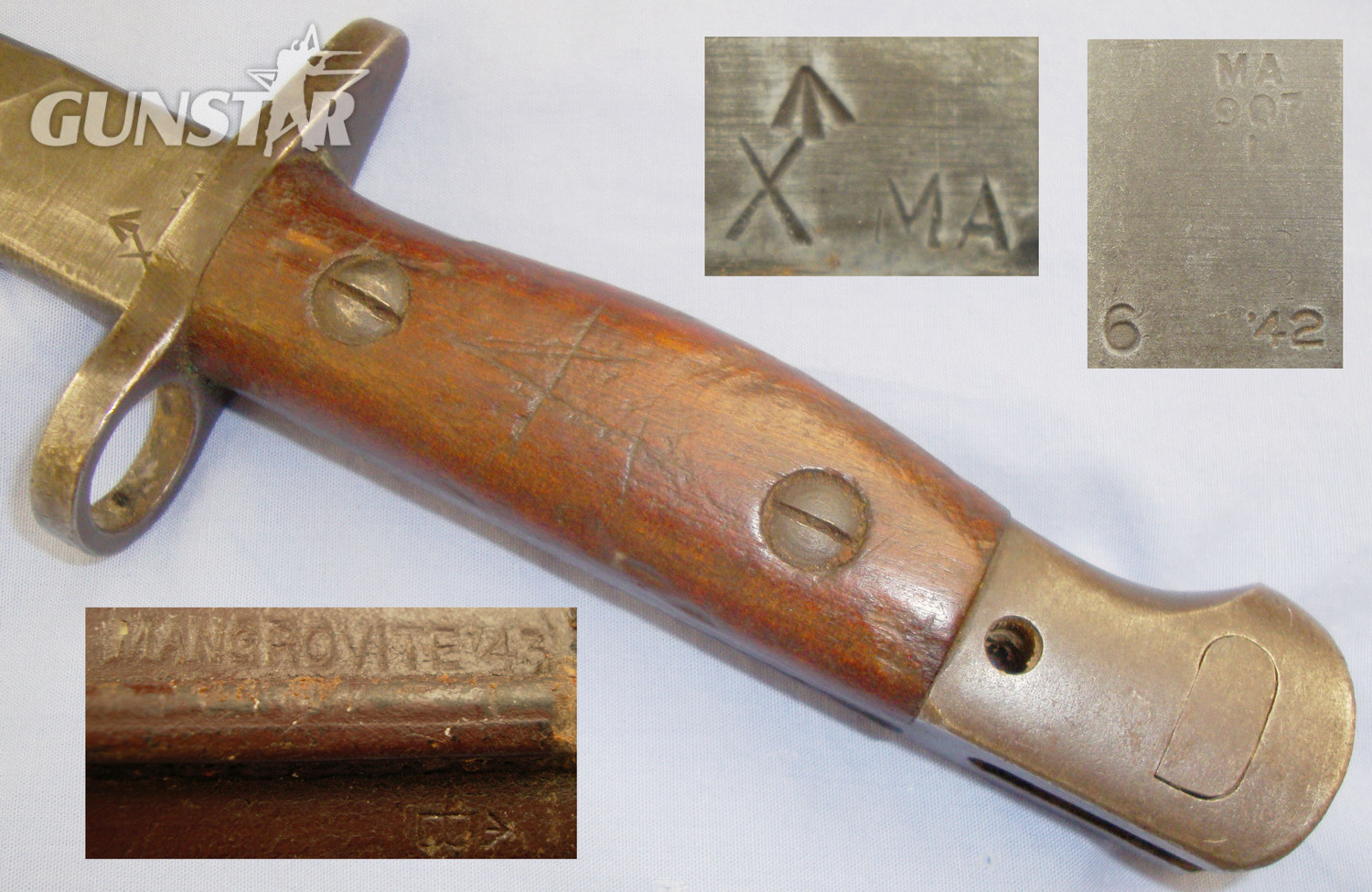 WWII Dated Australian 1907 Pattern Bayonet by Mangrovite Arsenal with Matching Scabbard. BAYO 356. Bayonet